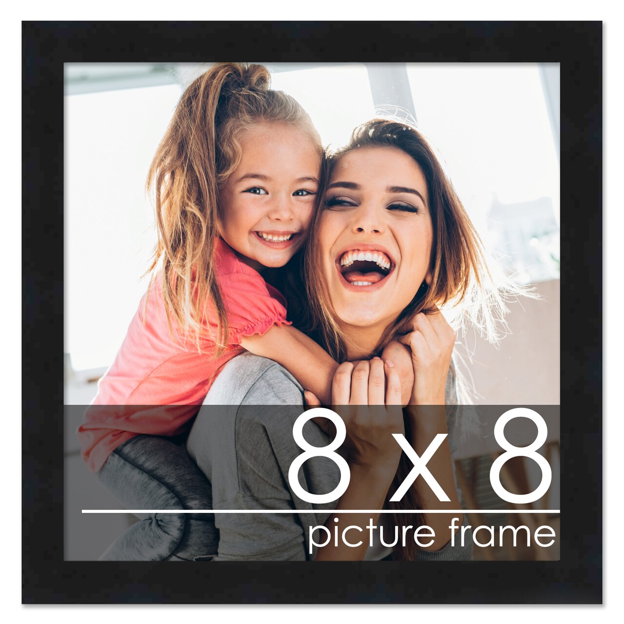 8x8 Solid Wood Picture Frame with UV-Resistant Acrylic & Acid-Free Backing, Available in 6 Finishes: Matte Black, Matte White, Metallic Bronze, Silver, Natural Wood Grain & Mahogany